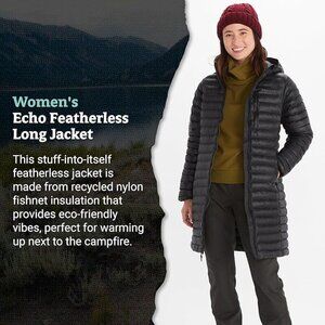 Marmot Women's Size Medium Echo Featherless Long Hooded Puffer Jacket Black K1